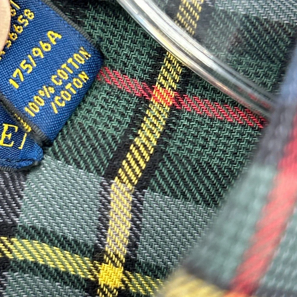 Polo Ralph Lauren Shirt Mens Medium Green Red Plaid Button Down Workshirt Tartan